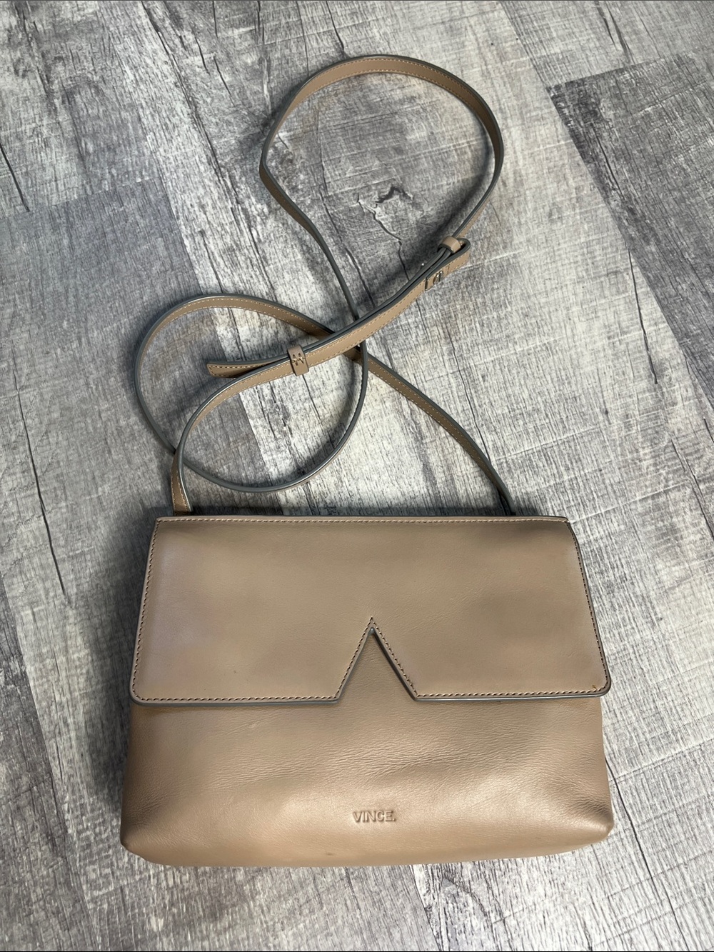 Vince Taupe/Camel Leather Crossbody Bag